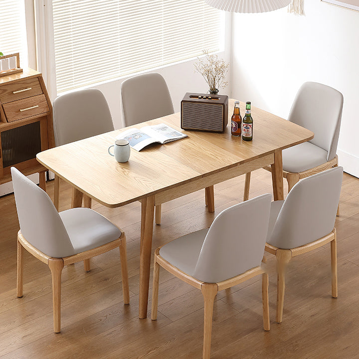 Mesa de comedor rectangular extensible para restaurante, mesa moderna de madera de roble con 4 patas