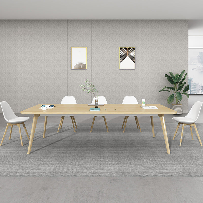 Mesa rectangular contemporánea de madera maciza, mesa superior de madera con 4 patas