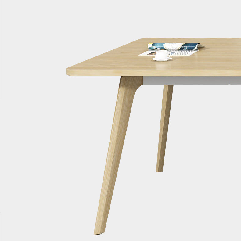 Mesa rectangular contemporánea de madera maciza, mesa superior de madera con 4 patas