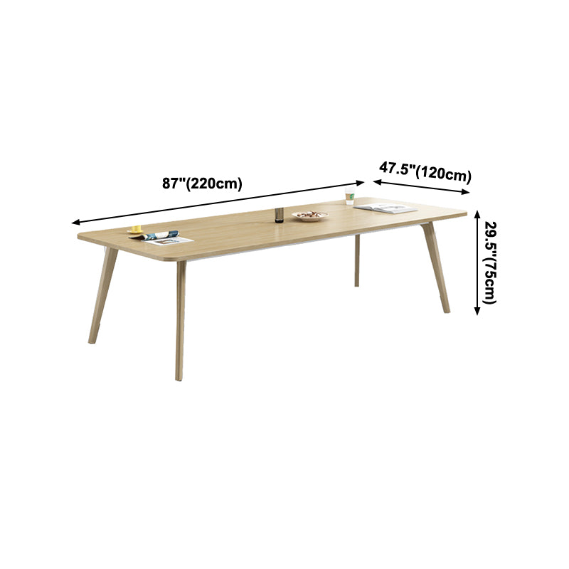 Mesa rectangular contemporánea de madera maciza, mesa superior de madera con 4 patas