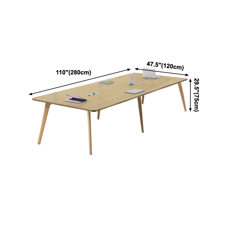 Mesa rectangular contemporánea de madera maciza, mesa superior de madera con 4 patas