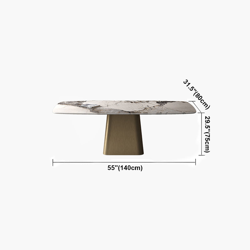 Glam Rectangle Shape Standard Table Sintered Stone Gray Dining Table for Kitchen