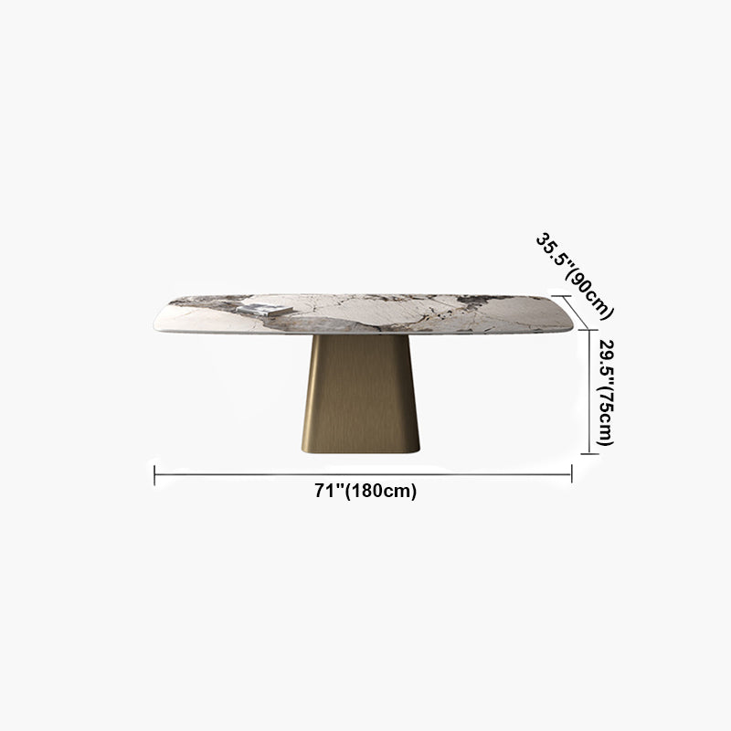 Glam Rectangle Shape Standard Table Sintered Stone Gray Dining Table for Kitchen