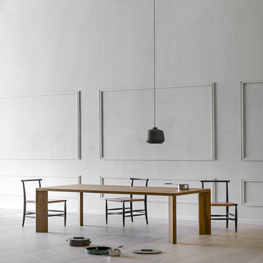 Mesa rectangular contemporánea de madera maciza, mesa de comedor con tapa de madera y 4 patas