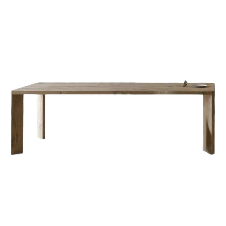 Mesa rectangular contemporánea de madera maciza, mesa de comedor con tapa de madera y 4 patas