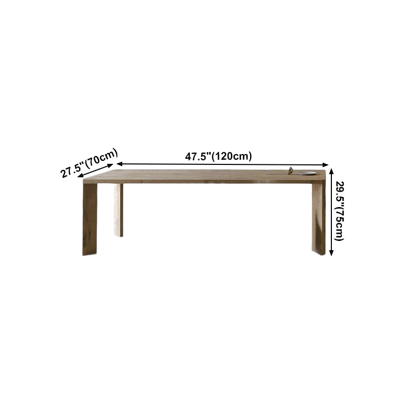 Mesa rectangular contemporánea de madera maciza, mesa de comedor con tapa de madera y 4 patas