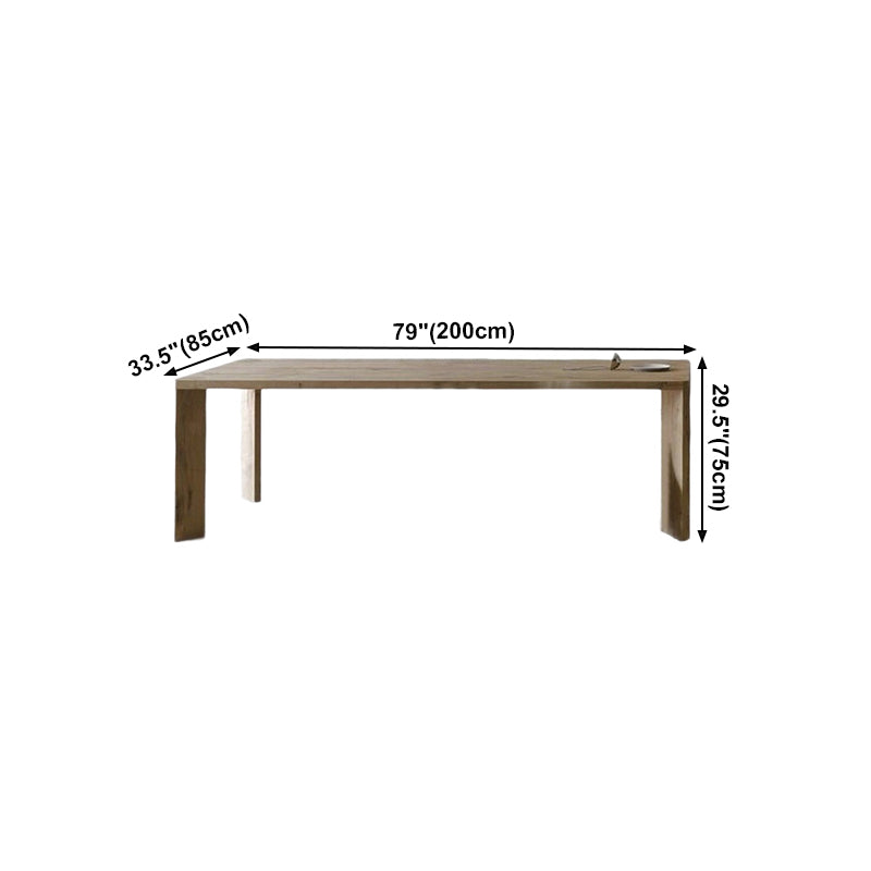 Mesa rectangular contemporánea de madera maciza, mesa de comedor con tapa de madera y 4 patas