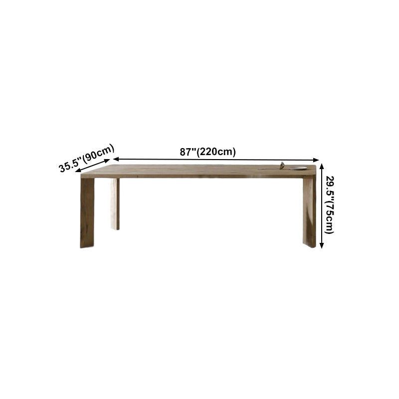 Mesa rectangular contemporánea de madera maciza, mesa de comedor con tapa de madera y 4 patas