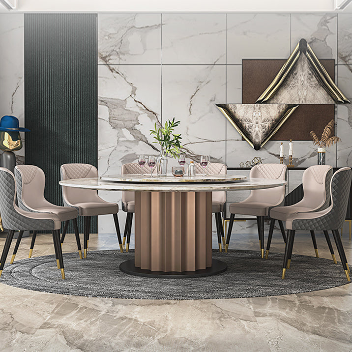 Round Pedestal Dinner Table Traditional Luxury Marble Dining Table for Indoor