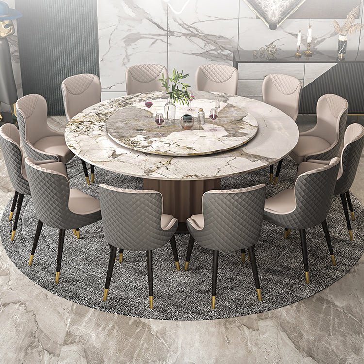 Round Pedestal Dinner Table Traditional Luxury Marble Dining Table for Indoor