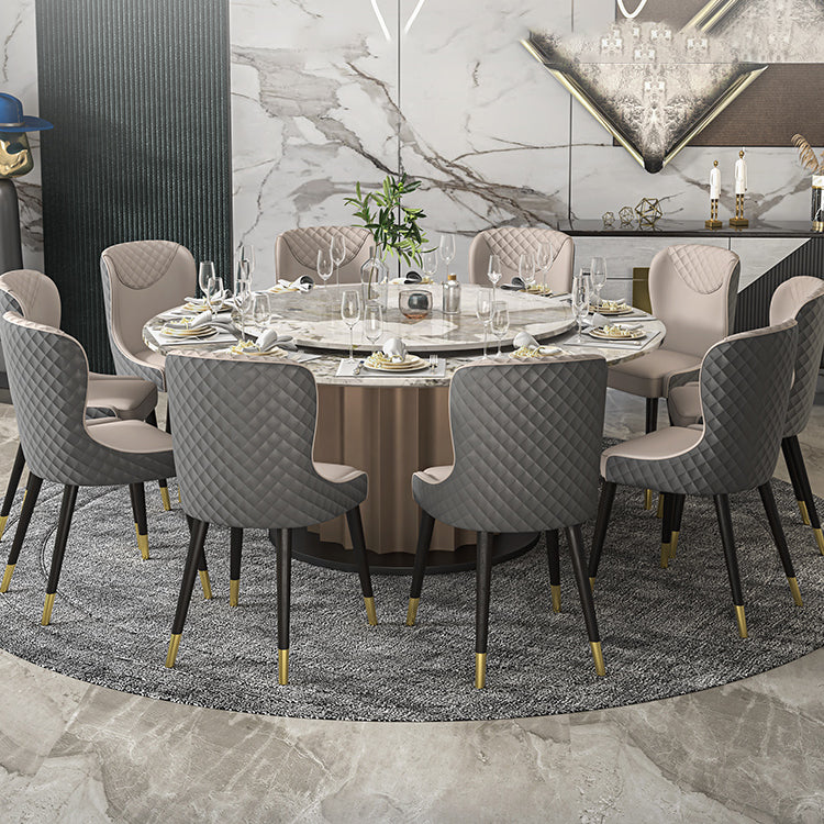 Round Pedestal Dinner Table Traditional Luxury Marble Dining Table for Indoor