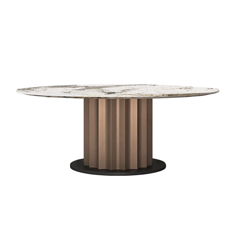 Round Pedestal Dinner Table Traditional Luxury Marble Dining Table for Indoor