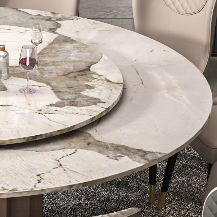 Round Pedestal Dinner Table Traditional Luxury Marble Dining Table for Indoor