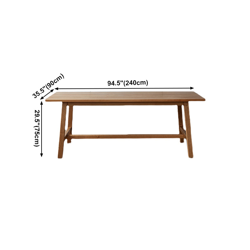 Modern Pine Wood Indoor Table for Restaurant Rectangle Dining Table with Trestle Base