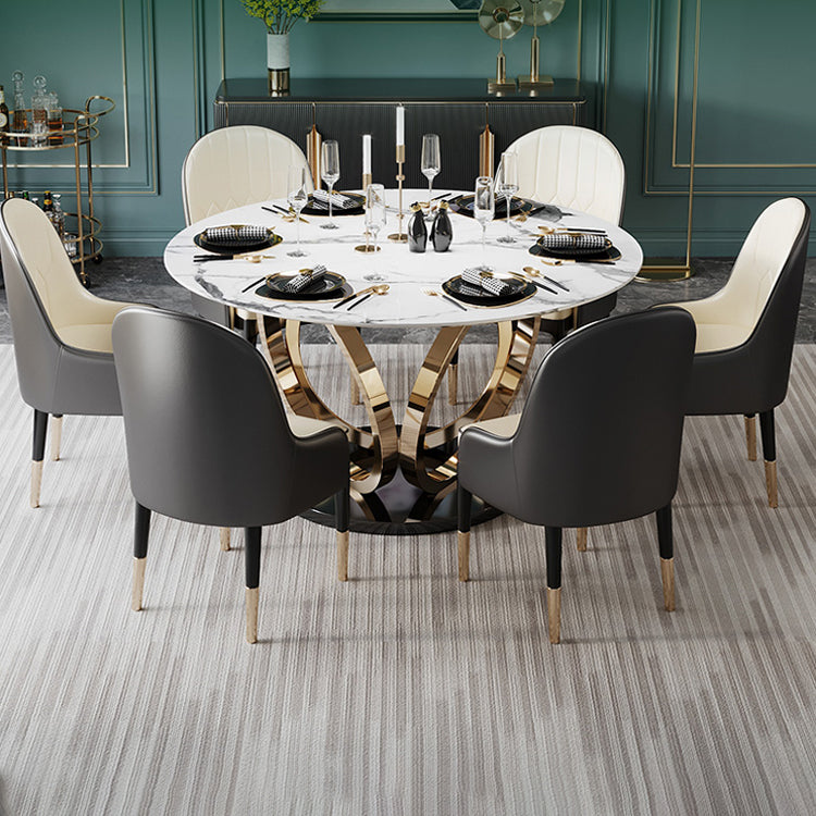 Mesa de comedor de pedestal redondo mesa de mármol de lujo tradicional para el hogar