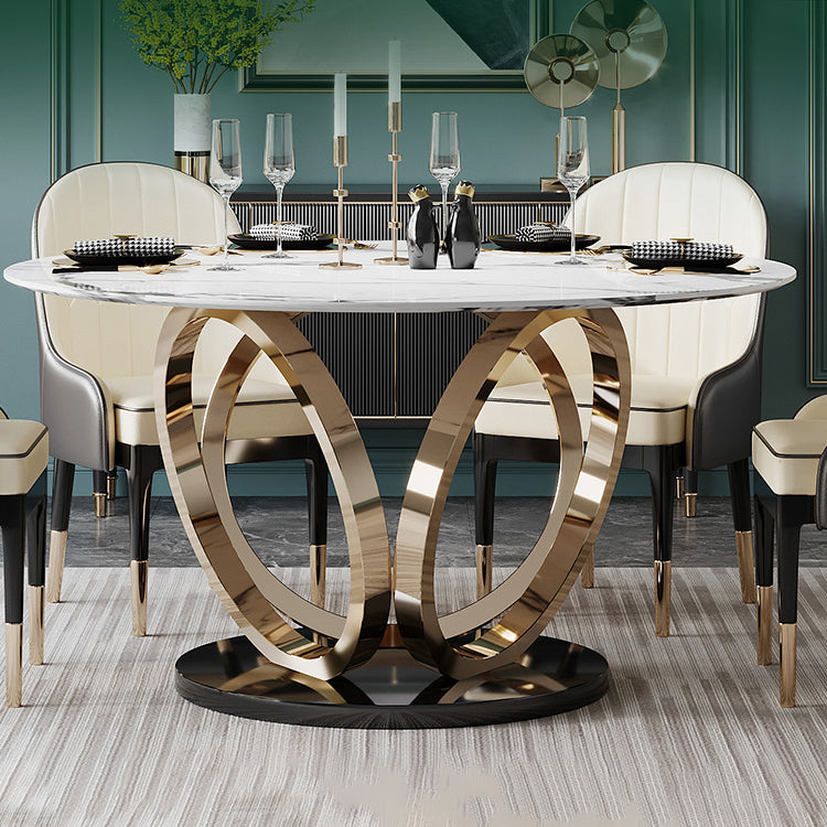 Mesa de comedor de pedestal redondo mesa de mármol de lujo tradicional para el hogar