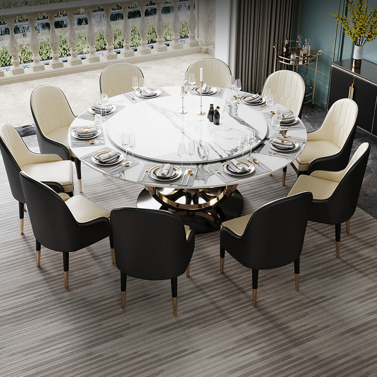 Mesa de comedor de pedestal redondo mesa de mármol de lujo tradicional para el hogar