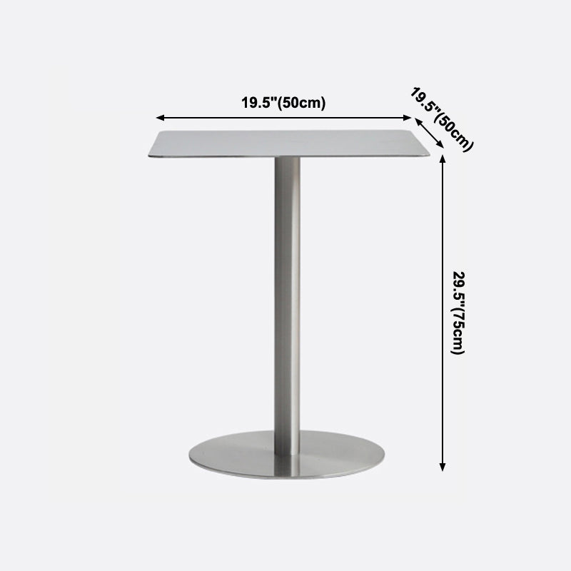 Metal Industrial Dining Table Stainless Steel Top Table with Pedestal Base