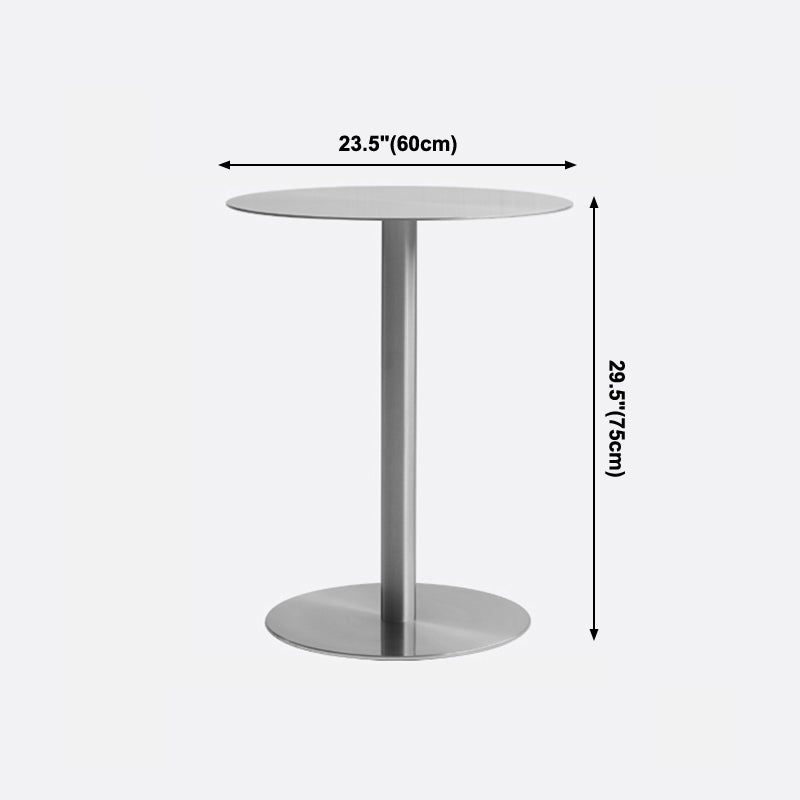 Metal Industrial Dining Table Stainless Steel Top Table with Pedestal Base