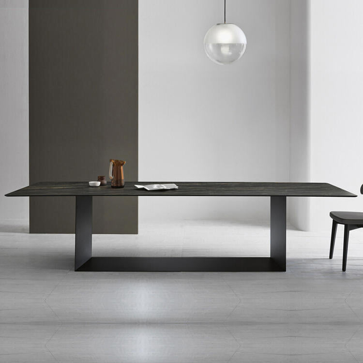 Industrial Sintered Stone Dining Table Rectangle Shape Standard Dining Table for Kitchen