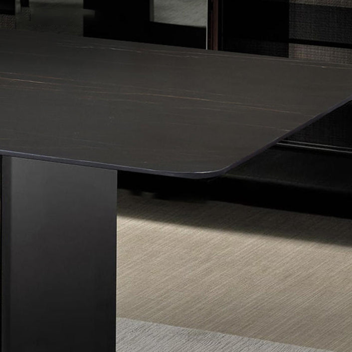 Industrial Sintered Stone Dining Table Rectangle Shape Standard Dining Table for Kitchen