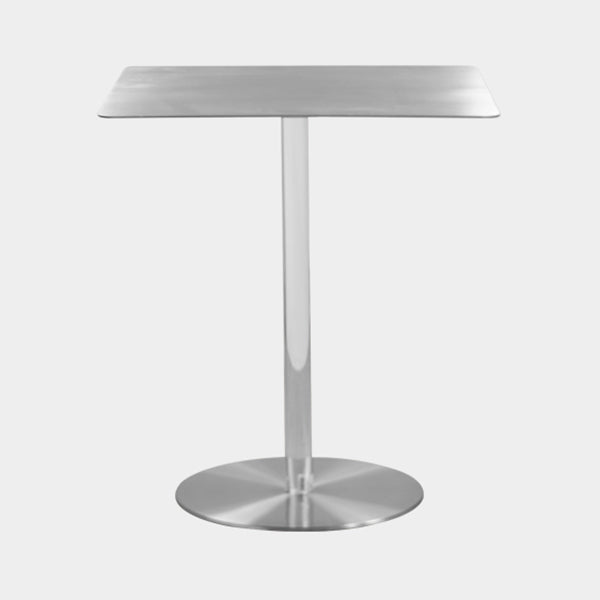 Metal Industrial Dining Table Stainless Steel Top Dining Table with Pedestal Base
