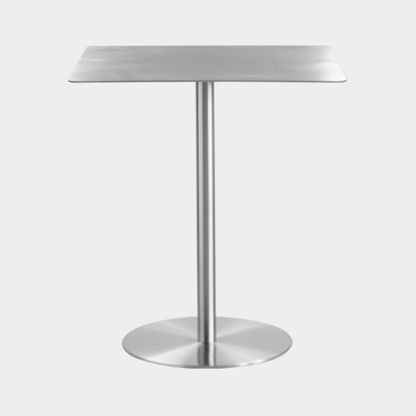 Metal Industrial Dining Table Stainless Steel Top Dining Table with Pedestal Base