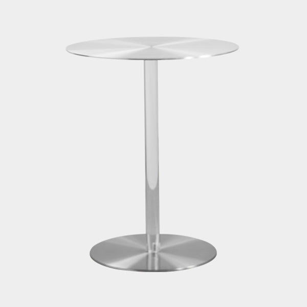 Metal Industrial Dining Table Stainless Steel Top Dining Table with Pedestal Base