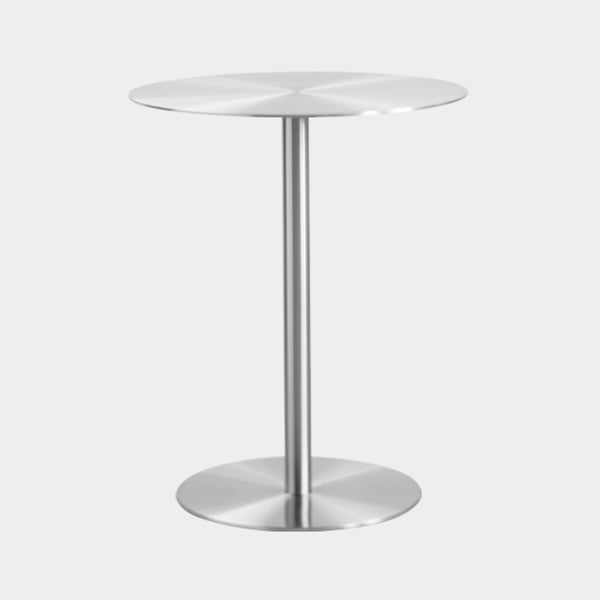 Metal Industrial Dining Table Stainless Steel Top Dining Table with Pedestal Base