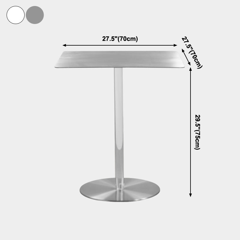 Metal Industrial Dining Table Stainless Steel Top Dining Table with Pedestal Base