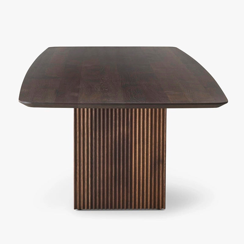 Moderne dennenhouttafel voor restaurant rechthoek eettafel met dubbele voetstuk