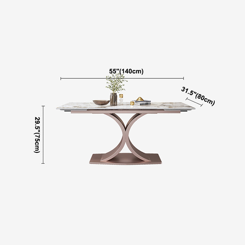 Rechthoekige stenen eettafel Traditionele luxe eettafel op voetstuk