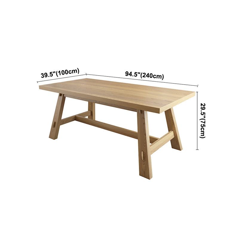 Rectangle Pine Solid Wood Table for Restaurant Modern Dining Table with Trestle Base in Nature