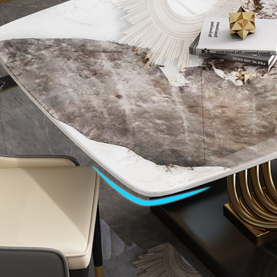 Rectangle Pedestal Dining Site Table Stone Dining Room Collection for Home