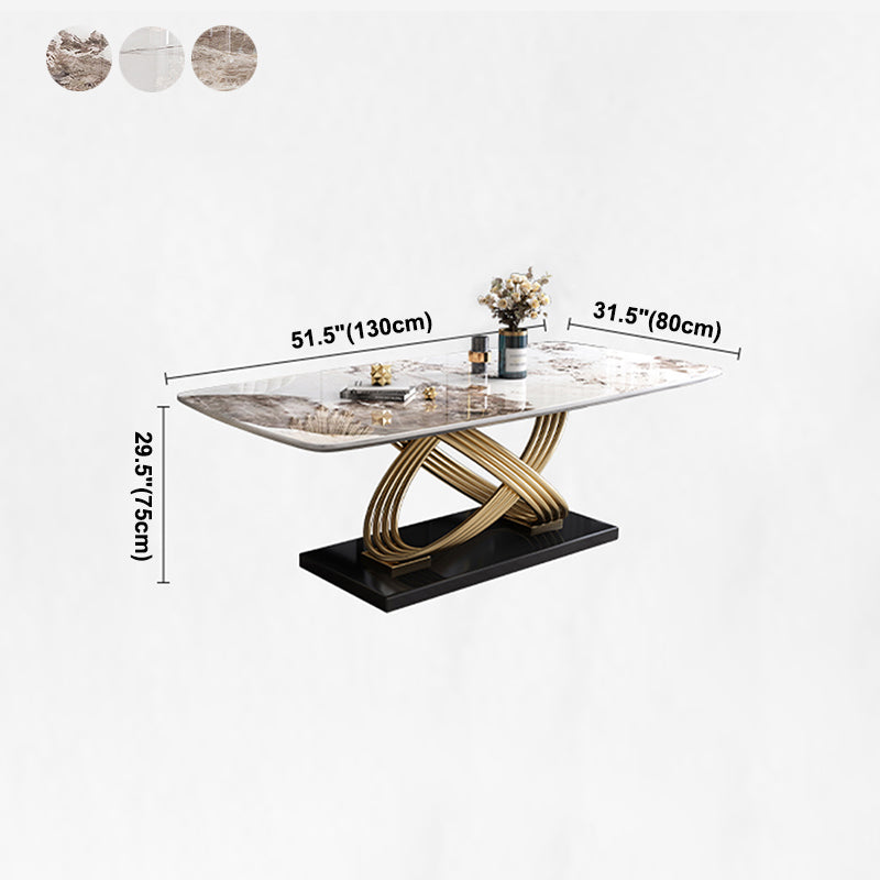 Rectangle Pedestal Dining Site Table Stone Dining Room Collection for Home