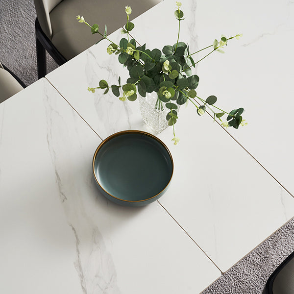 Stone Extendable Dining Site Table Industrial Style Rectangle Dining Table for Home