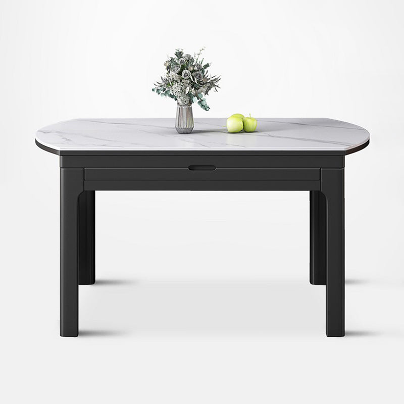 Modern Extendable White Dining Table Sintered Stone Round Shape Dining Table for Kitchen