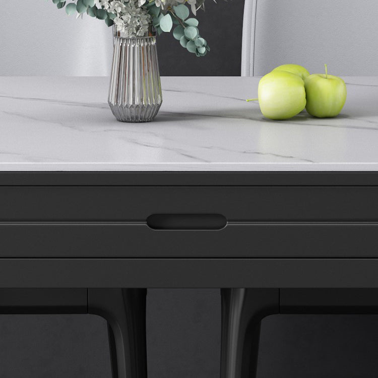 Modern Extendable White Dining Table Sintered Stone Round Shape Dining Table for Kitchen