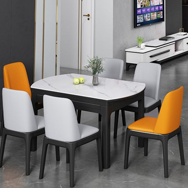 Modern Extendable White Dining Table Sintered Stone Round Shape Dining Table for Kitchen