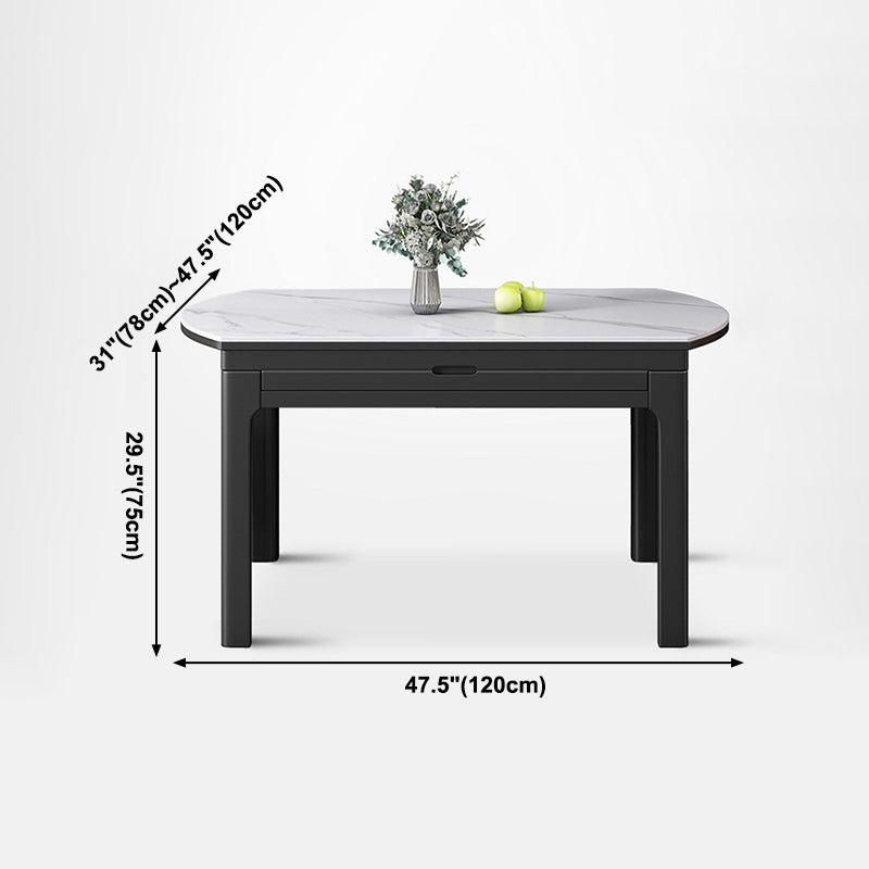 Modern Extendable White Dining Table Sintered Stone Round Shape Dining Table for Kitchen