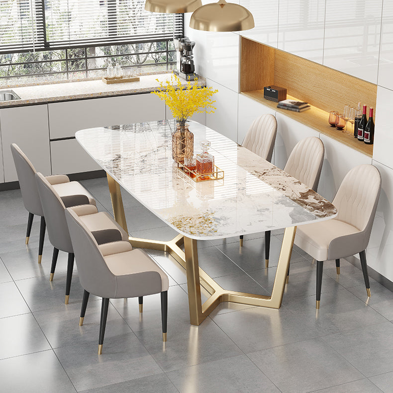 Luxe gesinterde stenen eettafel rechthoektafel met bakbasis