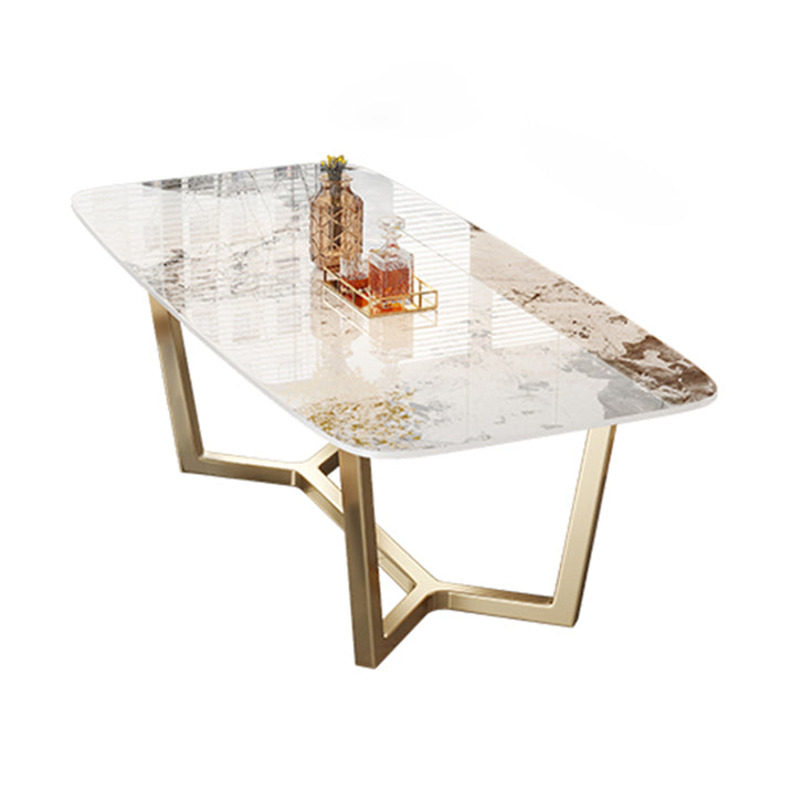 Luxe gesinterde stenen eettafel rechthoektafel met bakbasis