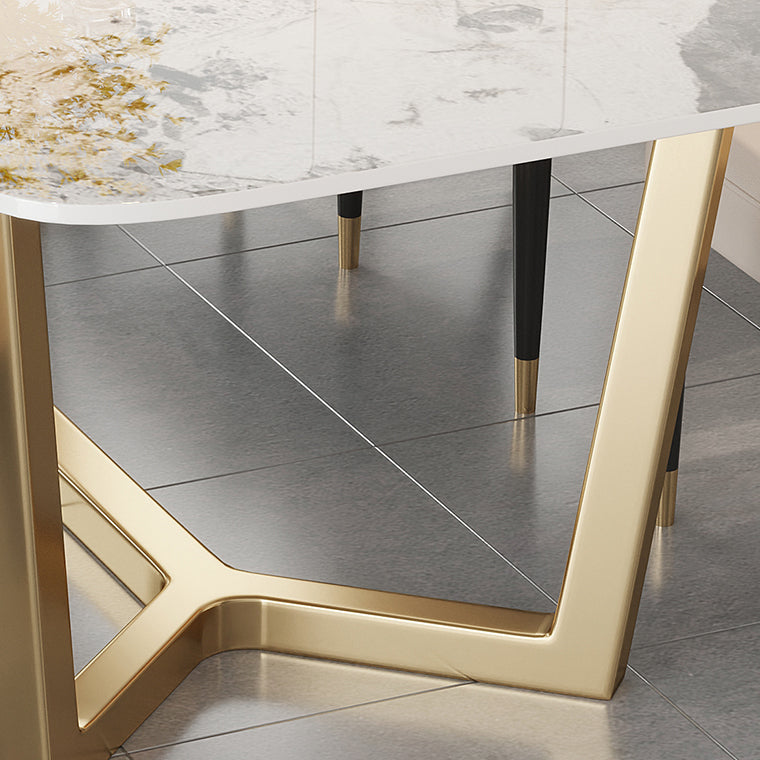 Luxe gesinterde stenen eettafel rechthoektafel met bakbasis