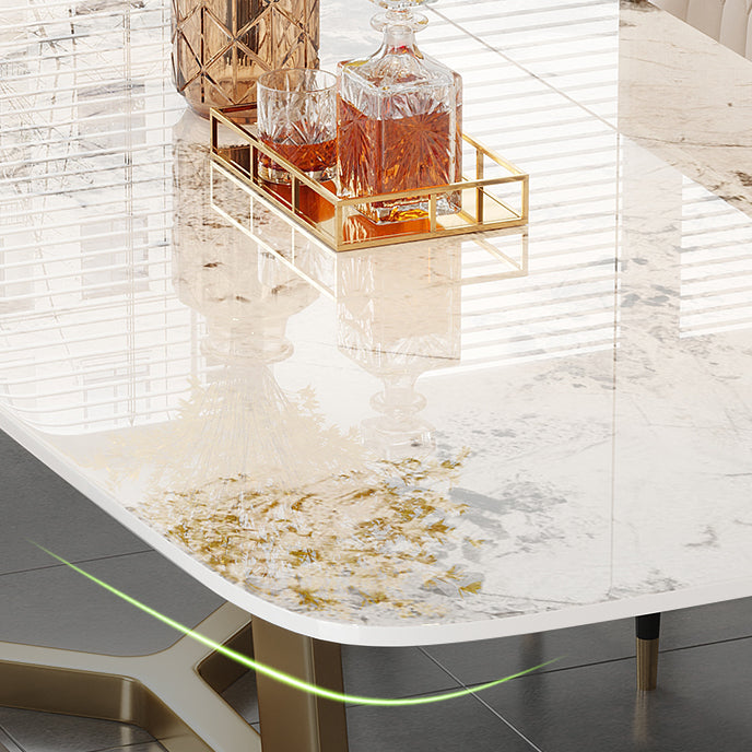 Luxe gesinterde stenen eettafel rechthoektafel met bakbasis