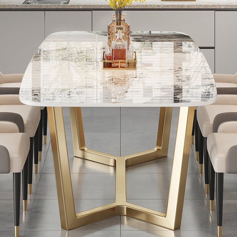 Luxe gesinterde stenen eettafel rechthoektafel met bakbasis