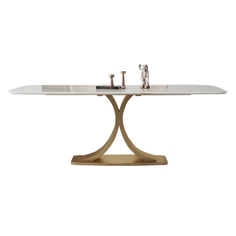 Stone Dining Site Table Traditional Luxury Rectangle Dining Table with Pedestal Base