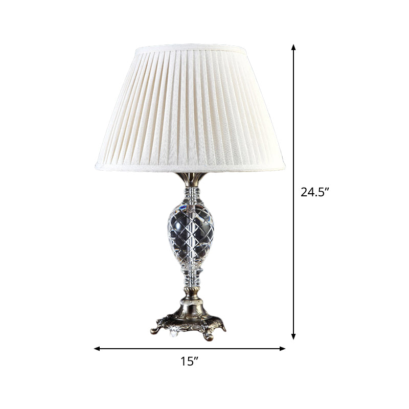 Lampe de bureau en tissu plissé moderne 1 tête de tête en blanc