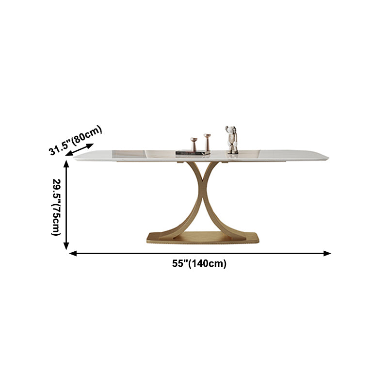 Stone Dining Site Table Traditional Luxury Rectangle Dining Table with Pedestal Base
