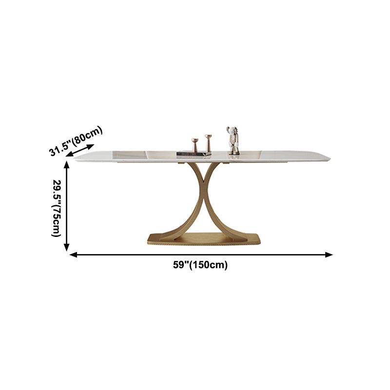 Stone Dining Site Table Traditional Luxury Rectangle Dining Table with Pedestal Base