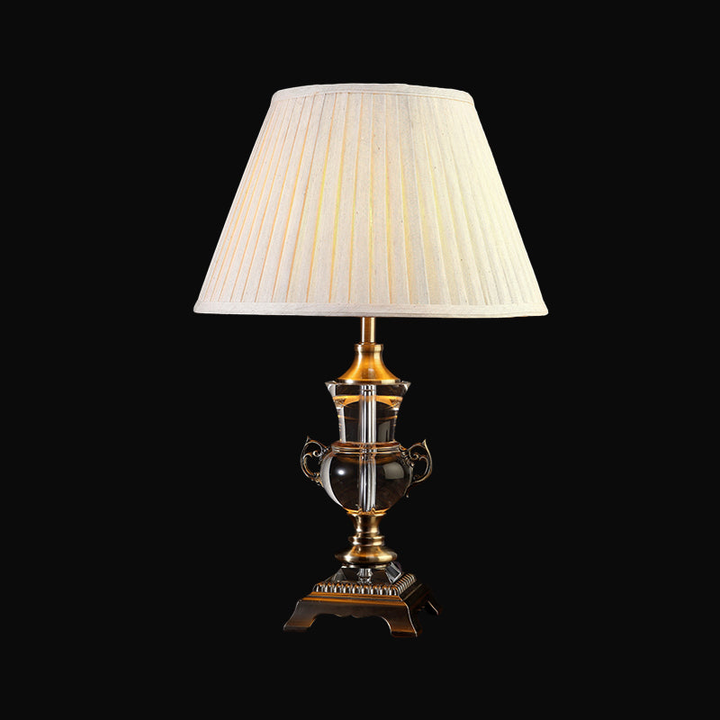 Cone Shade Taakverlichting Modernistische stof 1 lamp Leeslamp in beige voor slaapkamer